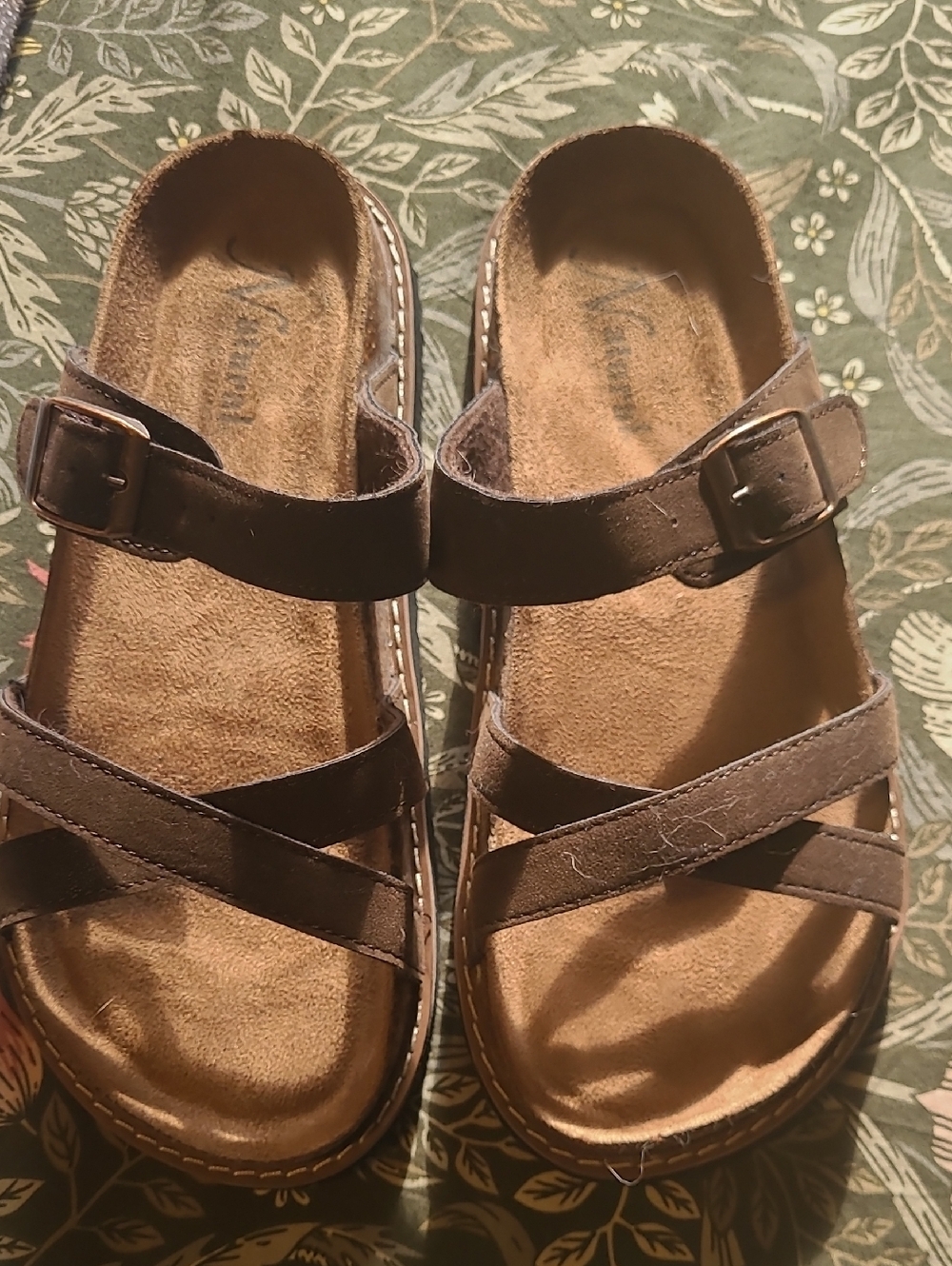 Natural Reflections Brown Leather Strappy Sandals